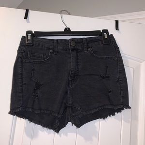 Aeropostale Black Ripped Jean Shorts